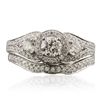 Image 1 : 14KT White Gold 1.03ctw Brilliant Cut Diamond Wedding Set