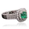 Image 2 : 14KT White Gold 0.99ct Emerald and Diamond Ring