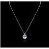 Image 1 : 14KT White Gold Aquamarine and Diamond Pendant With Chain