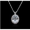 Image 2 : 14KT White Gold Aquamarine and Diamond Pendant With Chain