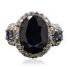 Image 1 : 14KT White Gold 5.04ctw Sapphire and Diamond Ring