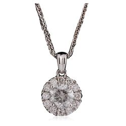 14KT White Gold 0.94ctw Diamond Pendant With Chain