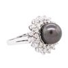 Image 2 : 14KT White Gold Pearl and Diamond Ring