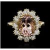 Image 1 : 14KT Yellow Gold 3.24ct Morganite and Diamond Ring