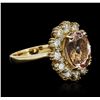 Image 2 : 14KT Yellow Gold 3.24ct Morganite and Diamond Ring