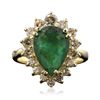 Image 1 : 14KT Yellow Gold 3.10ct Emerald and Diamond Ring