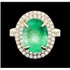 Image 1 : 14KT Yellow Gold GIA Certified 7.45ct Emerald and Diamond Ring