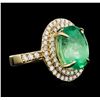 Image 2 : 14KT Yellow Gold GIA Certified 7.45ct Emerald and Diamond Ring