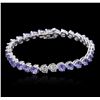 Image 1 : 14KT White Gold 11.20ctw Tanzanite and Diamond Bracelet