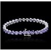 Image 2 : 14KT White Gold 11.20ctw Tanzanite and Diamond Bracelet