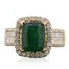 Image 1 : 14KT Yellow Gold 3.06ct Emerald and Diamond Ring