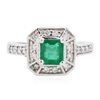 Image 1 : 14KT White Gold 0.77ct Emerald and Diamond Ring