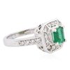 Image 2 : 14KT White Gold 0.77ct Emerald and Diamond Ring