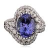 Image 1 : 14KT White Gold 5.08ct Tanzanite and Diamond Ring