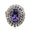 Image 1 : 14KT White Gold 4.42ct Tanzanite and Diamond Ring