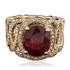 Image 1 : 14KT Yellow Gold 4.84ct Ruby and Diamond Ring