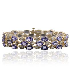 14KT Yellow Gold 24.17ctw Tanzanite and Diamond Bracelet