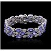 Image 1 : 14KT White Gold 30.24ctw Tanzanite and Diamond Bracelet