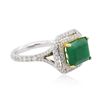 Image 2 : 14KT Two-Tone Gold 3.31ct Emerald and Diamond Ring