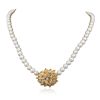 Image 2 : 14KT Yellow Gold 0.51ctw Diamond and Pearl Necklace