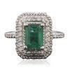 Image 1 : 14KT White Gold 2.77ct Emerald and Diamond Ring