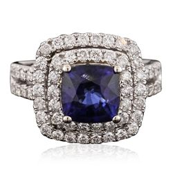 14KT White Gold 2.99ct Sapphire and Diamond Ring