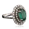 Image 2 : 14KT White Gold 3.16ct Emerald and Diamond Ring