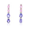 Image 1 : 14KT White Gold 7.60ctw Tanzanite, Sapphire and Diamond Earrings