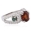 Image 2 : 14KT White Gold 2.49ct Garnet, Alexandrite and Diamond Ring