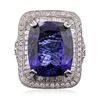 Image 1 : 18KT White Gold GIA Certified 21.75ct Tanzanite and Diamond Ring