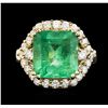 Image 1 : 14KT Yellow Gold GIA Certified 7.04ct Emerald and Diamond Ring