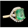 Image 2 : 14KT Yellow Gold GIA Certified 7.04ct Emerald and Diamond Ring