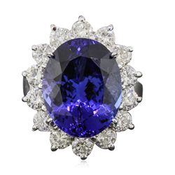 14KT White Gold 10.16ct Tanzanite and Diamond Ring