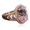 Image 2 : 14KT Rose Gold 12.29ct Kunzite and Diamond Ring