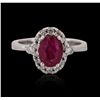 Image 1 : 18KT White Gold 1.63ct Ruby and Diamond Ring