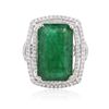 Image 1 : 14KT Two-Tone Gold 12.39ct Emerald and Diamond Ring