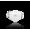 Image 1 : 18KT White Gold Pearl and Diamond Ring