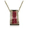 Image 2 : 14KT Yellow Gold 2.71ct Ruby and Diamond Pendant With Chain