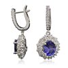 Image 2 : 14KT White Gold 4.36ctw Tanzanite and Diamond Earrings