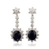 Image 1 : 14KT White Gold 9.42ct Sapphire and Diamond Earrings