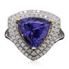 Image 1 : 14KT Two-Tone Gold 4.70ct Tanzanite and Diamond Ring