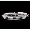 Image 1 : 14KT White Gold 10.40ctw Sapphire and Diamond Bracelet