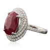 Image 2 : 18KT White Gold 6.97ct Ruby and Diamond Ring