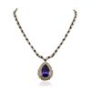 Image 2 : 14KT and 18KT Yellow Gold 23.14ct Tanzanite, Sapphire and Diamond Necklace