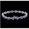 Image 2 : 14KT White Gold 17.82ctw Tanzanite and Diamond Bracelet