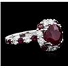 Image 2 : 14KT White Gold 4.34ctw Ruby and Diamond Ring