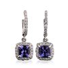 Image 1 : 14KT White Gold 2.50ctw Tanzanite and Diamond Earrings