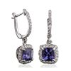 Image 2 : 14KT White Gold 2.50ctw Tanzanite and Diamond Earrings