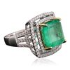 Image 2 : 14KT White Gold 11.78ct Emerald and Diamond Ring