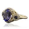 Image 2 : 14KT Yellow Gold 4.01ct Tanzanite, Sapphire and Diamond Ring